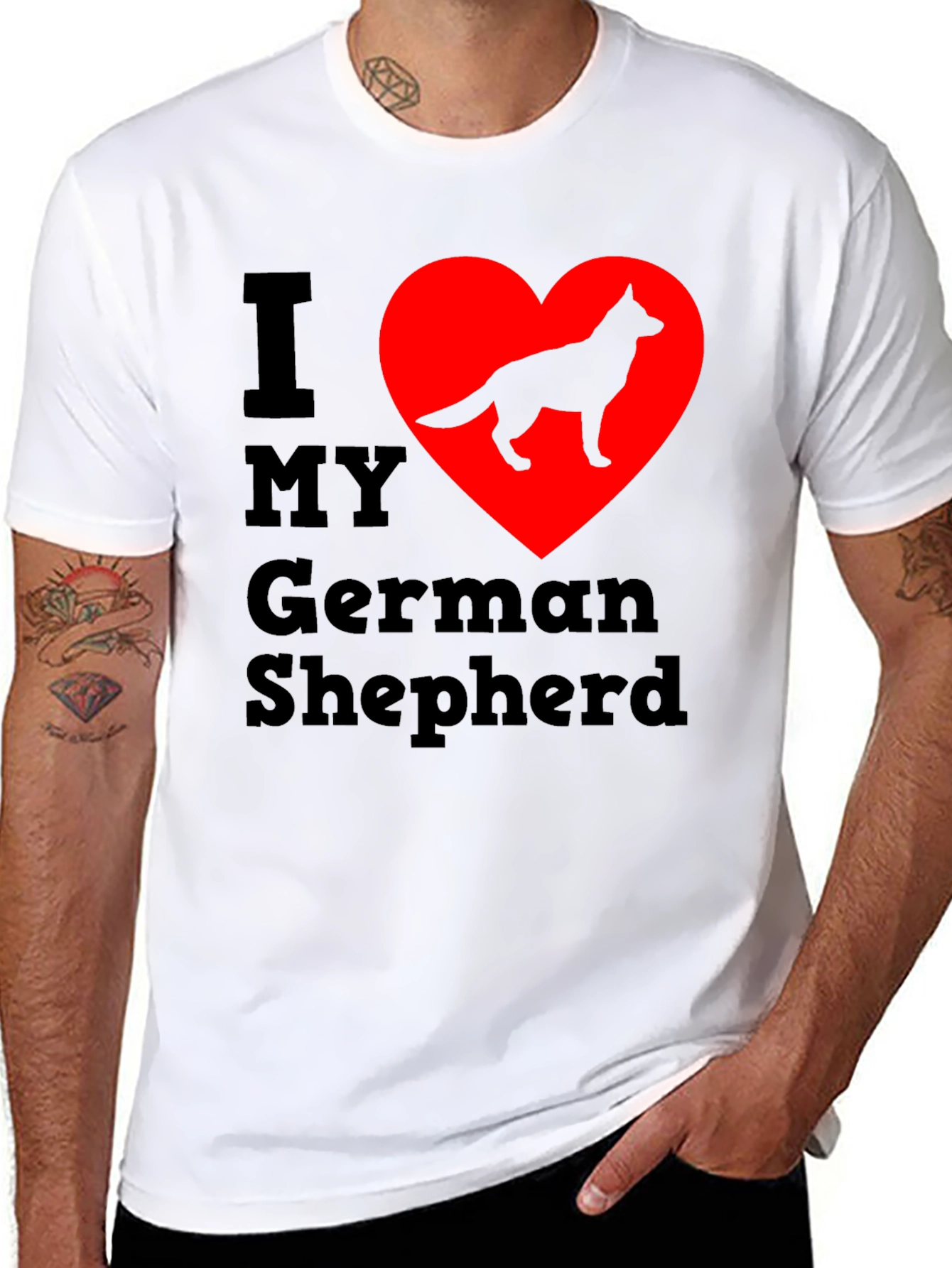 I Love My German Shepherd Black T-Shirt