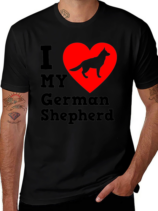 I Love My German Shepherd Black T-Shirt