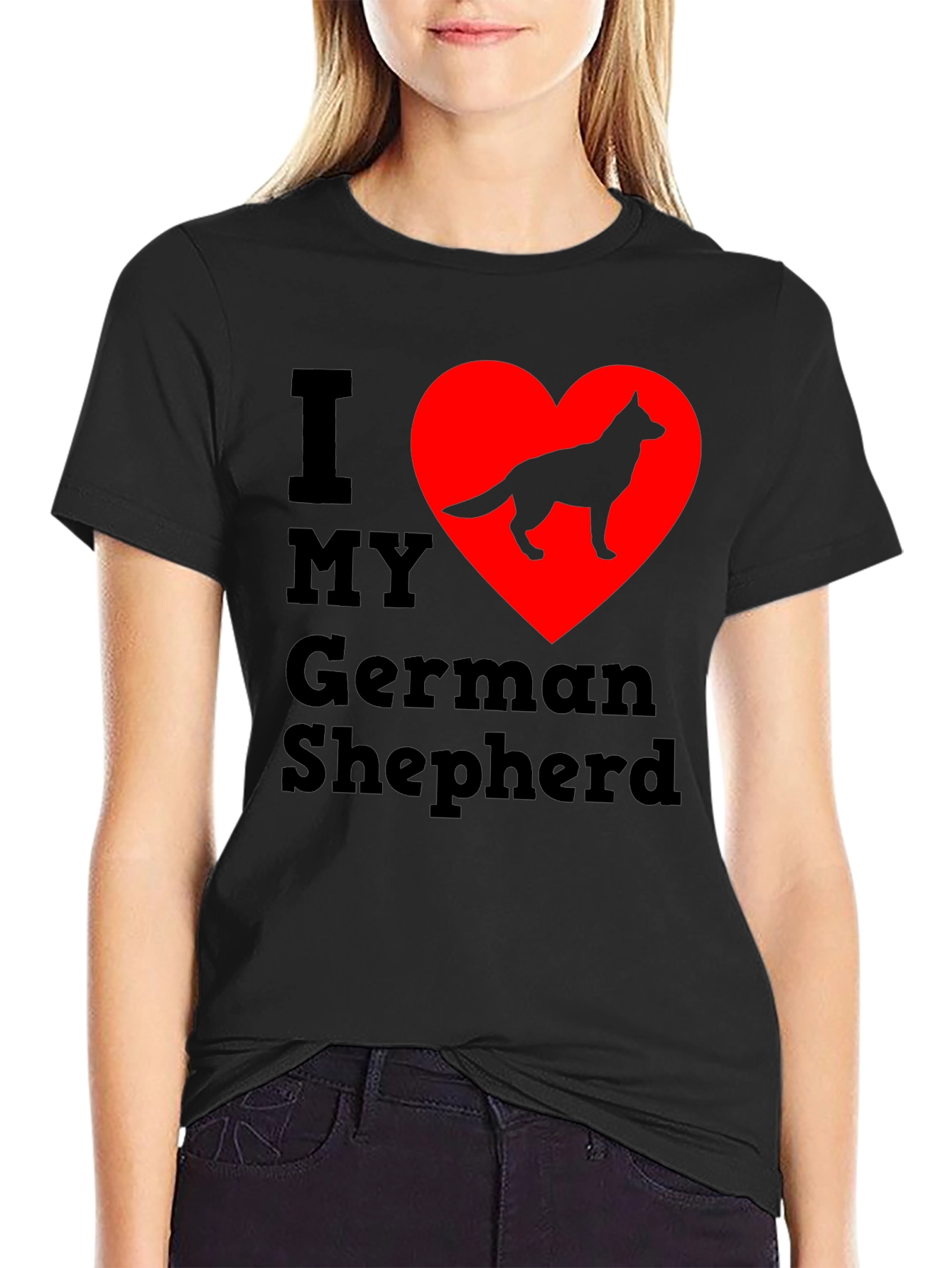 I Love My German Shepherd Black T-Shirt