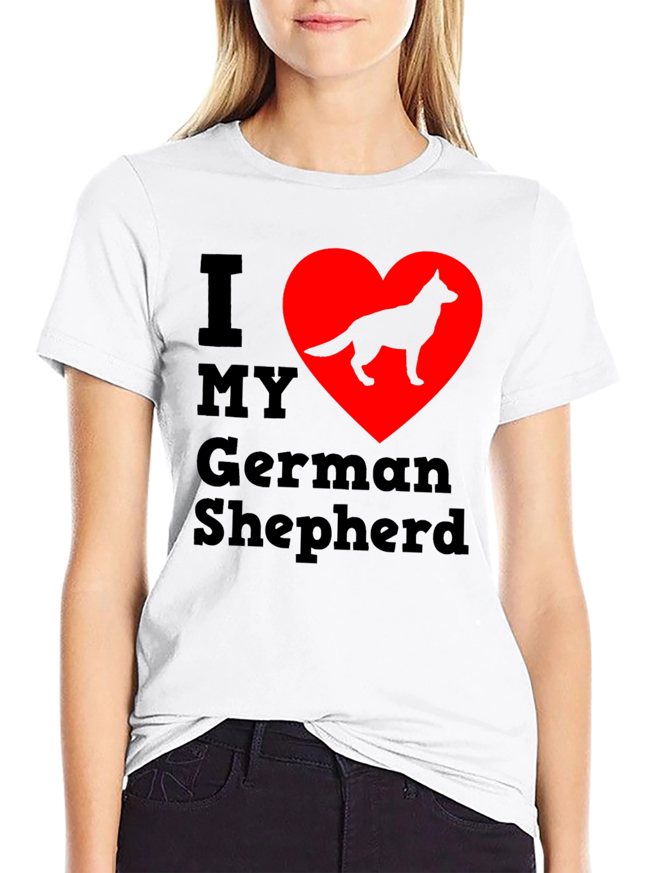 I Love My German Shepherd Black T-Shirt