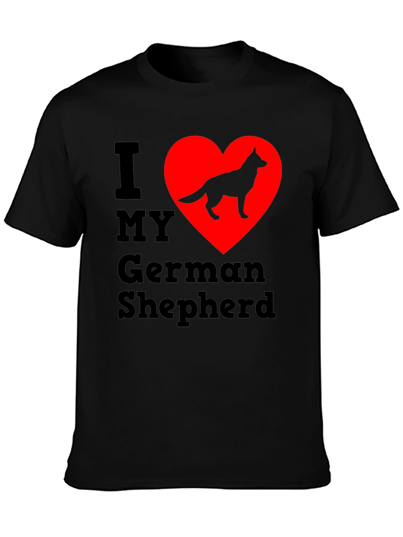 I Love My German Shepherd Black T-Shirt