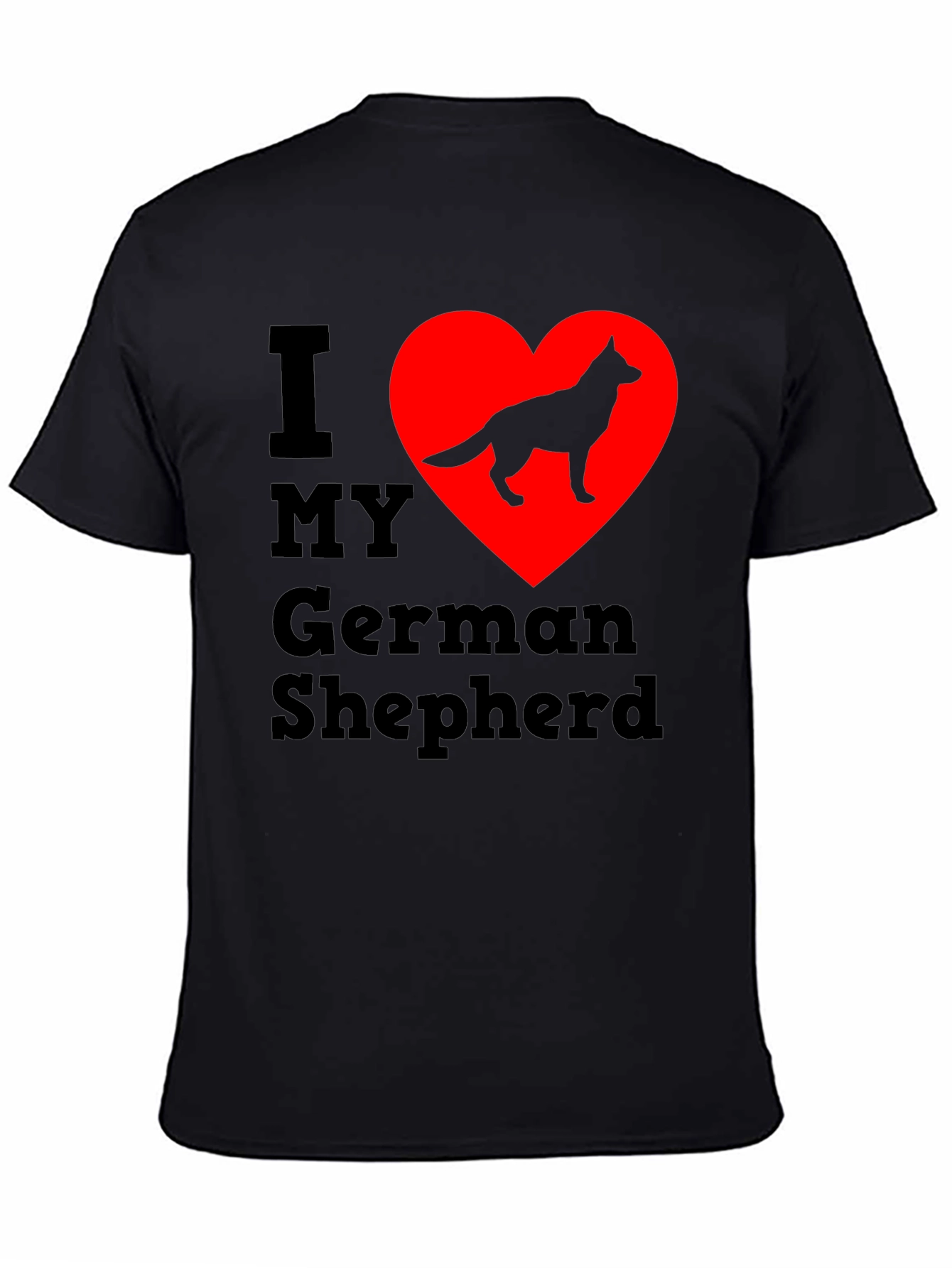 I Love My German Shepherd Black T-Shirt