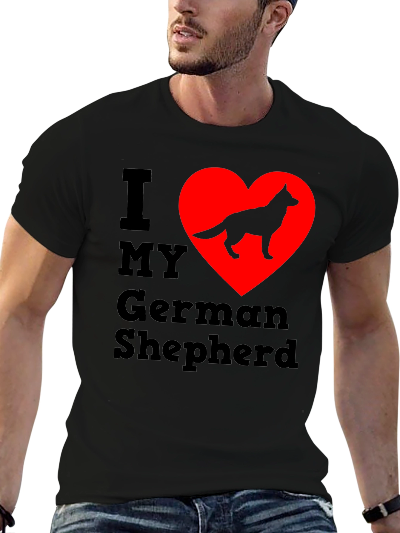 I Love My German Shepherd Black T-Shirt