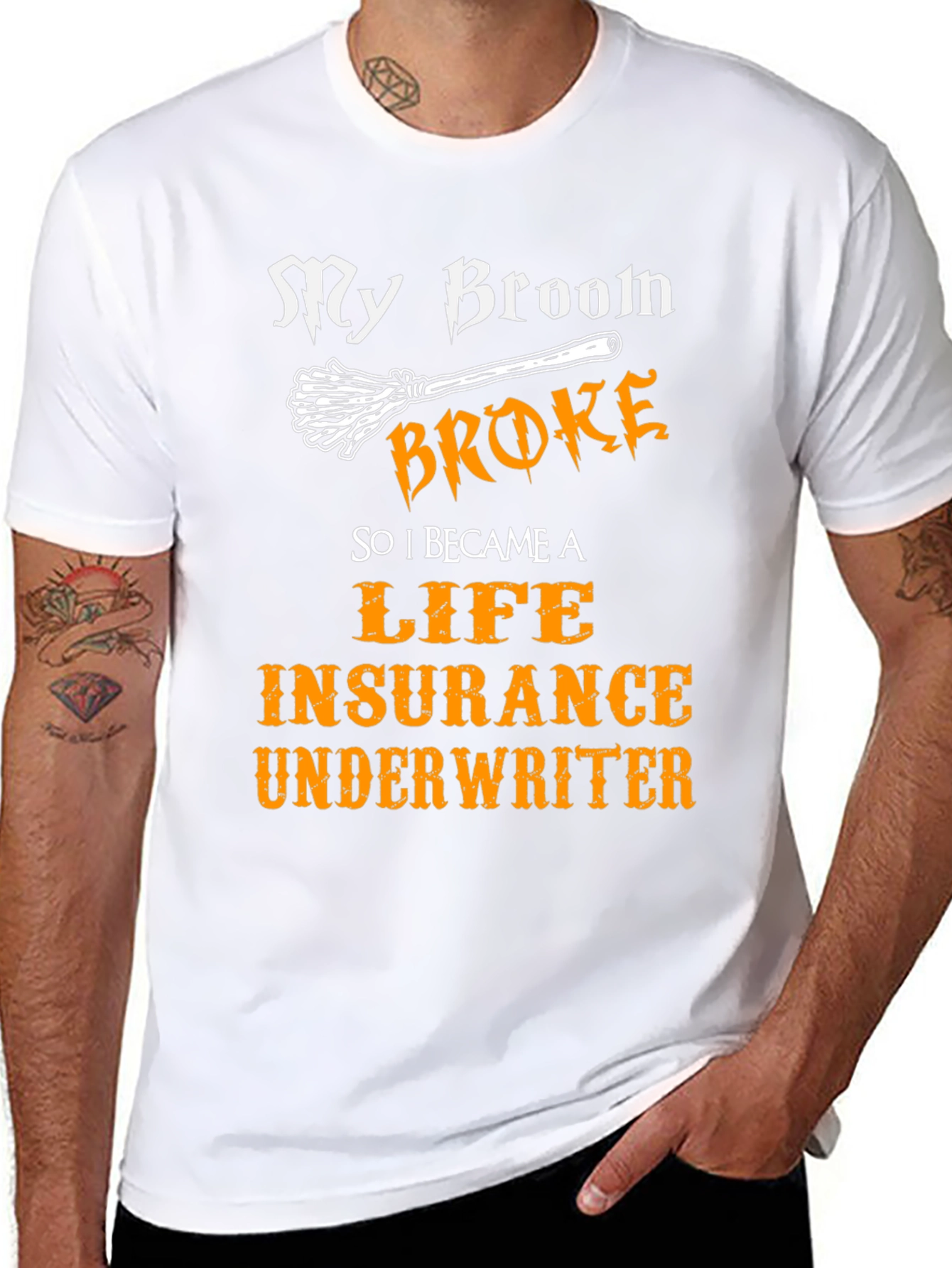 Funny Life Insurance Underwriter Broom T-Shirt