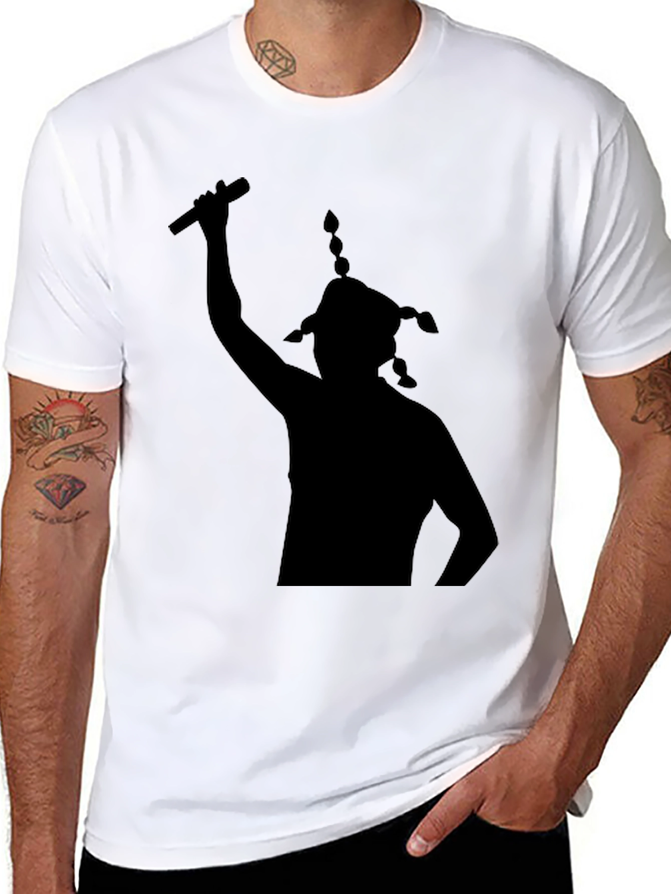 Silhouette Singer Black Graphic T-Shirt
