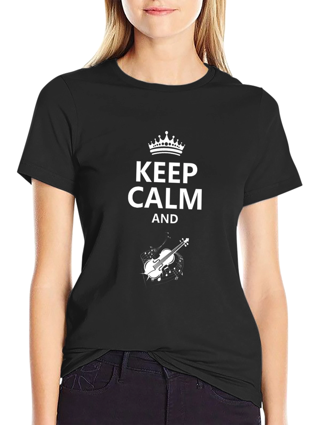 Keep Calm Violin T-Shirt - Black Cotton Tee