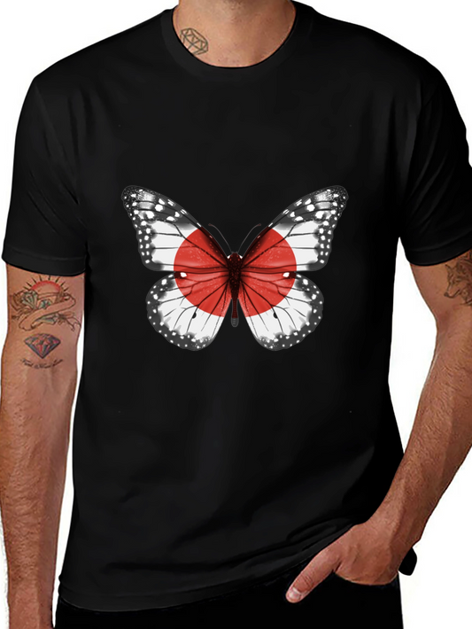Butterfly Japan Flag Graphic T-Shirt