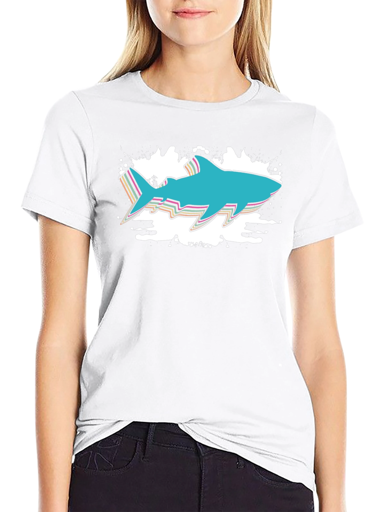 Retro Shark Graphic Tee - Black