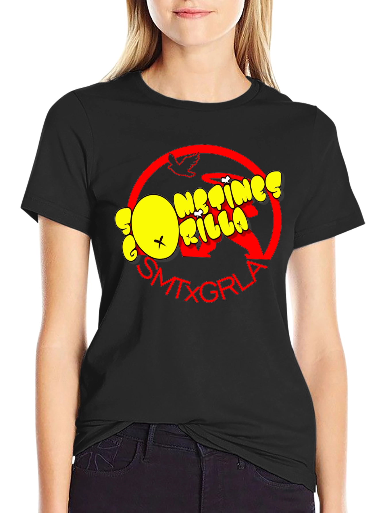 SMTXGRLA Gorillaz Graphic Print Black T-Shirt