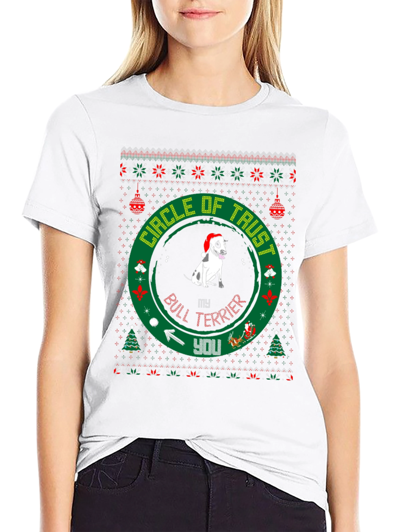 Bull Terrier Christmas Circle of Trust T-Shirt