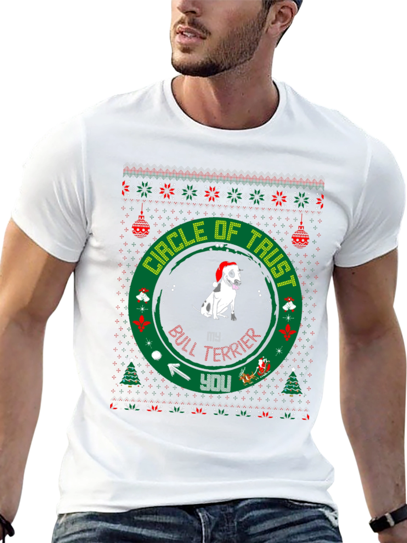 Bull Terrier Christmas Circle of Trust T-Shirt