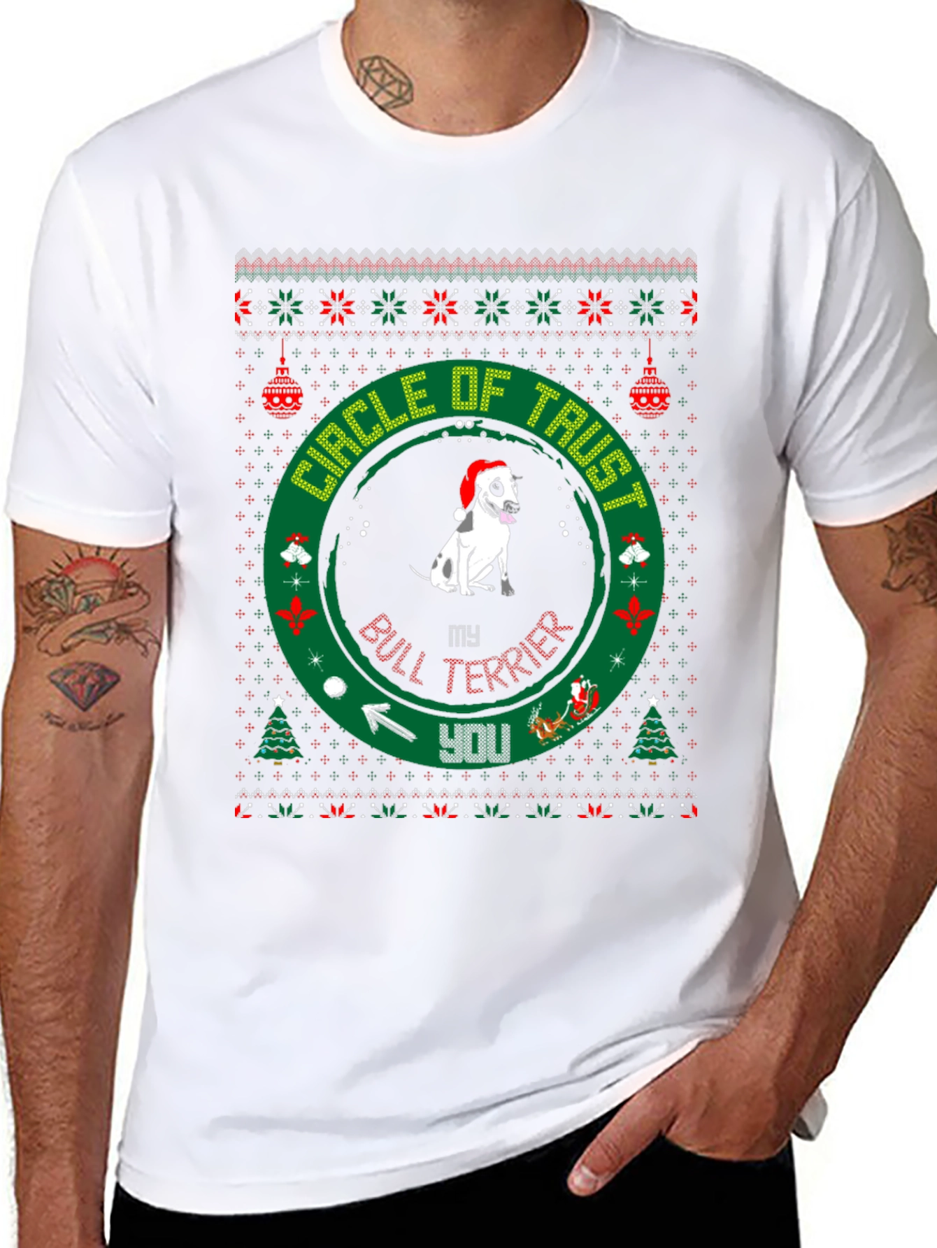 Bull Terrier Christmas Circle of Trust T-Shirt