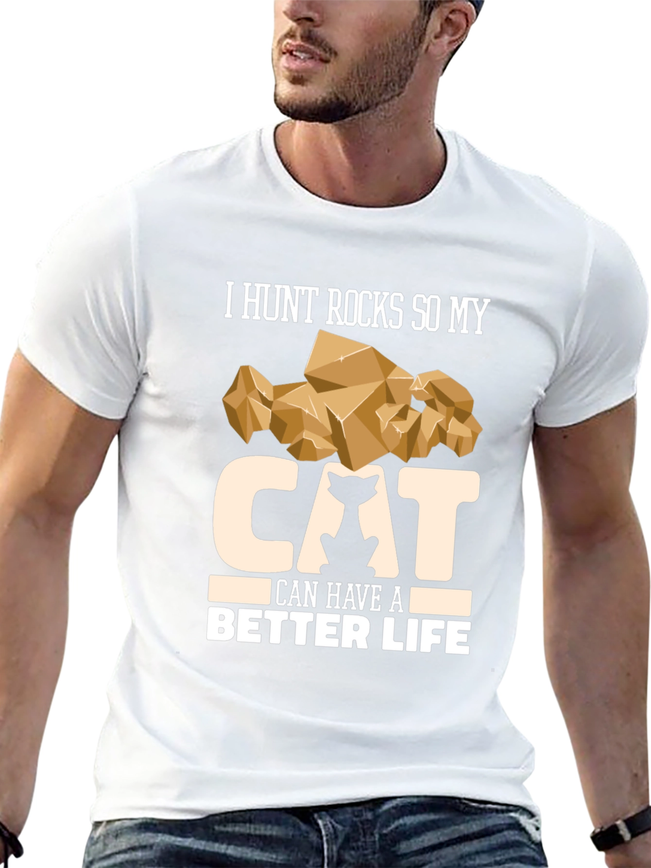 Funny Cat Lover T-Shirt - I Hunt Rocks