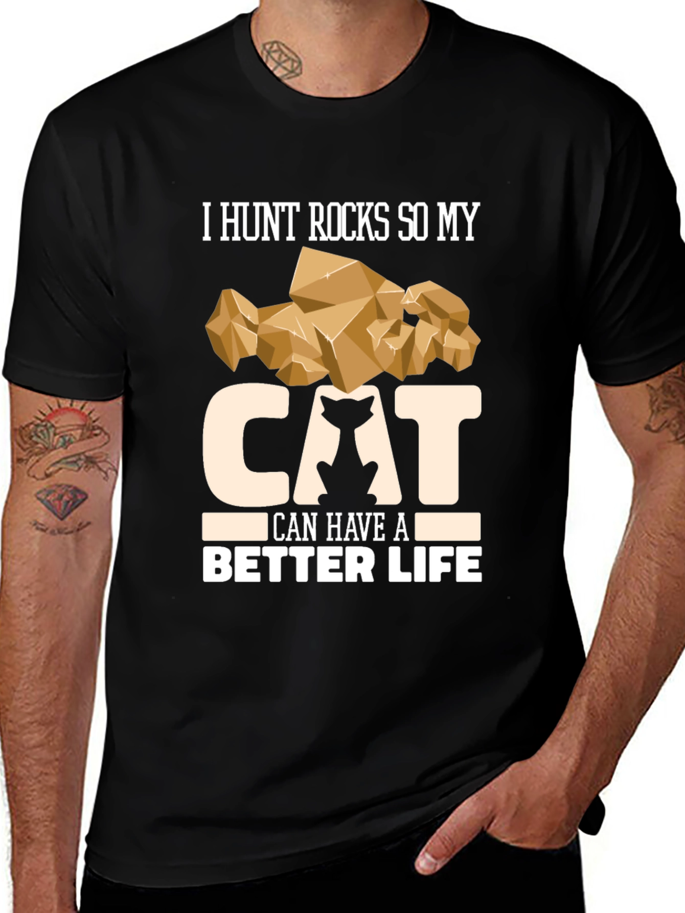 Funny Cat Lover T-Shirt - I Hunt Rocks