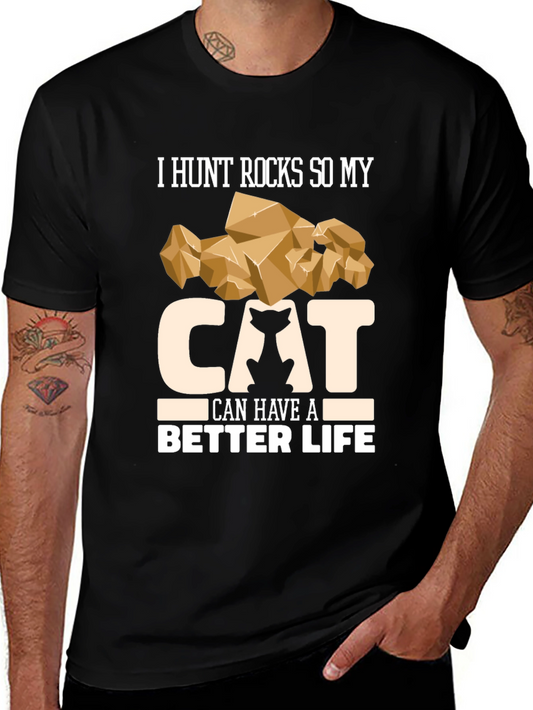 Funny Cat Lover T-Shirt - I Hunt Rocks