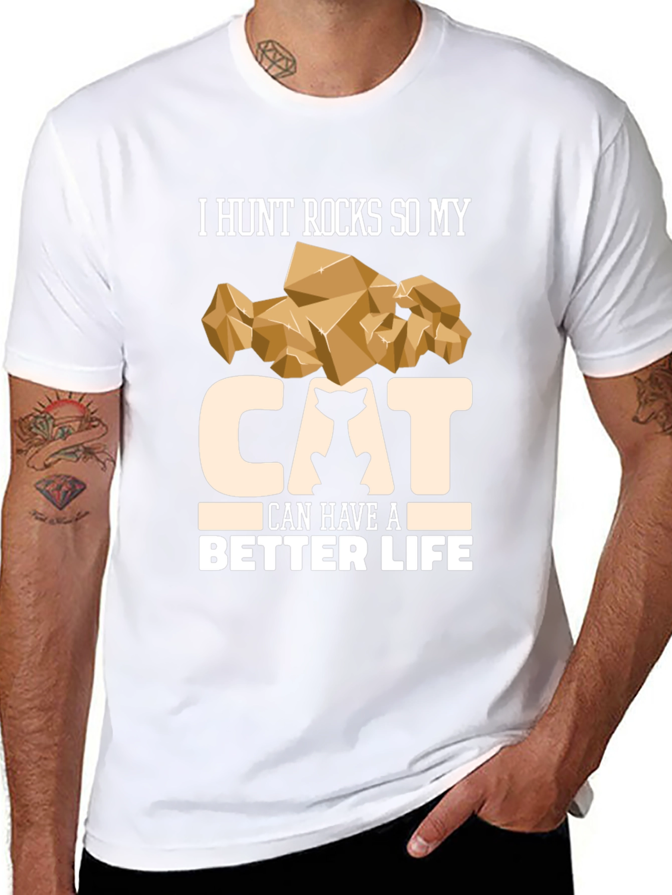 Funny Cat Lover T-Shirt - I Hunt Rocks