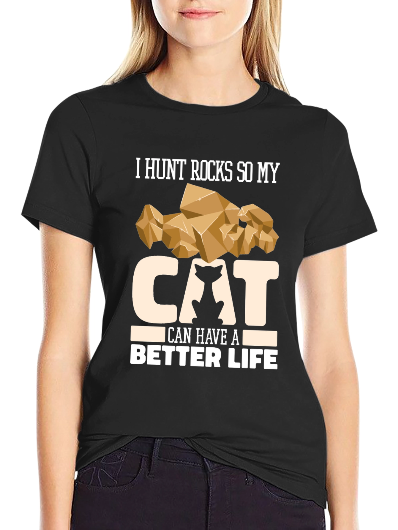 Funny Cat Lover T-Shirt - I Hunt Rocks