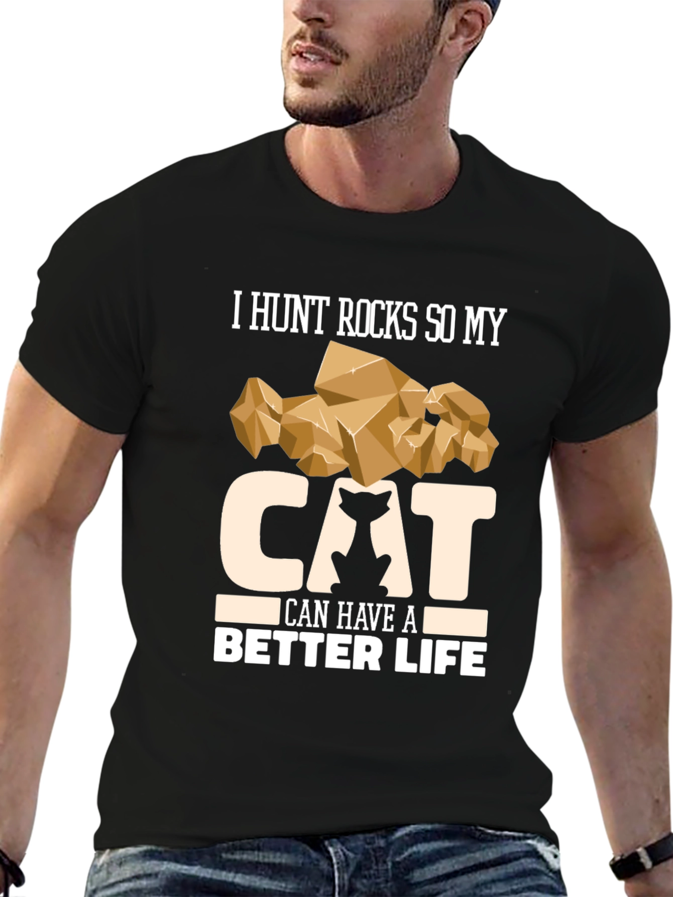 Funny Cat Lover T-Shirt - I Hunt Rocks