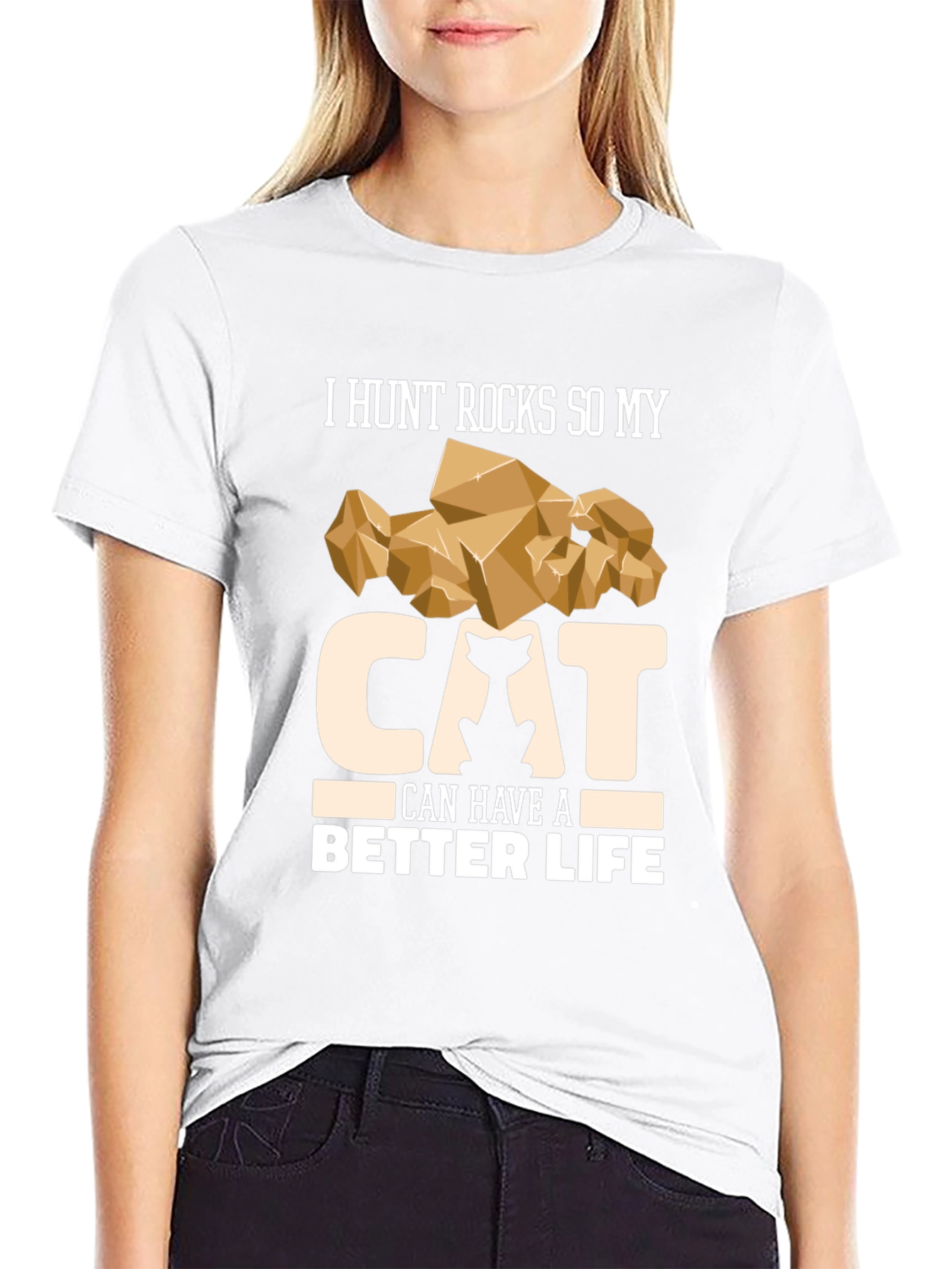 Funny Cat Lover T-Shirt - I Hunt Rocks