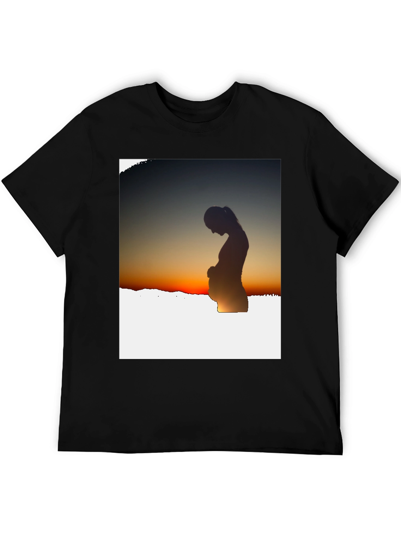 Silhouette Sunset Pregnancy T-Shirt