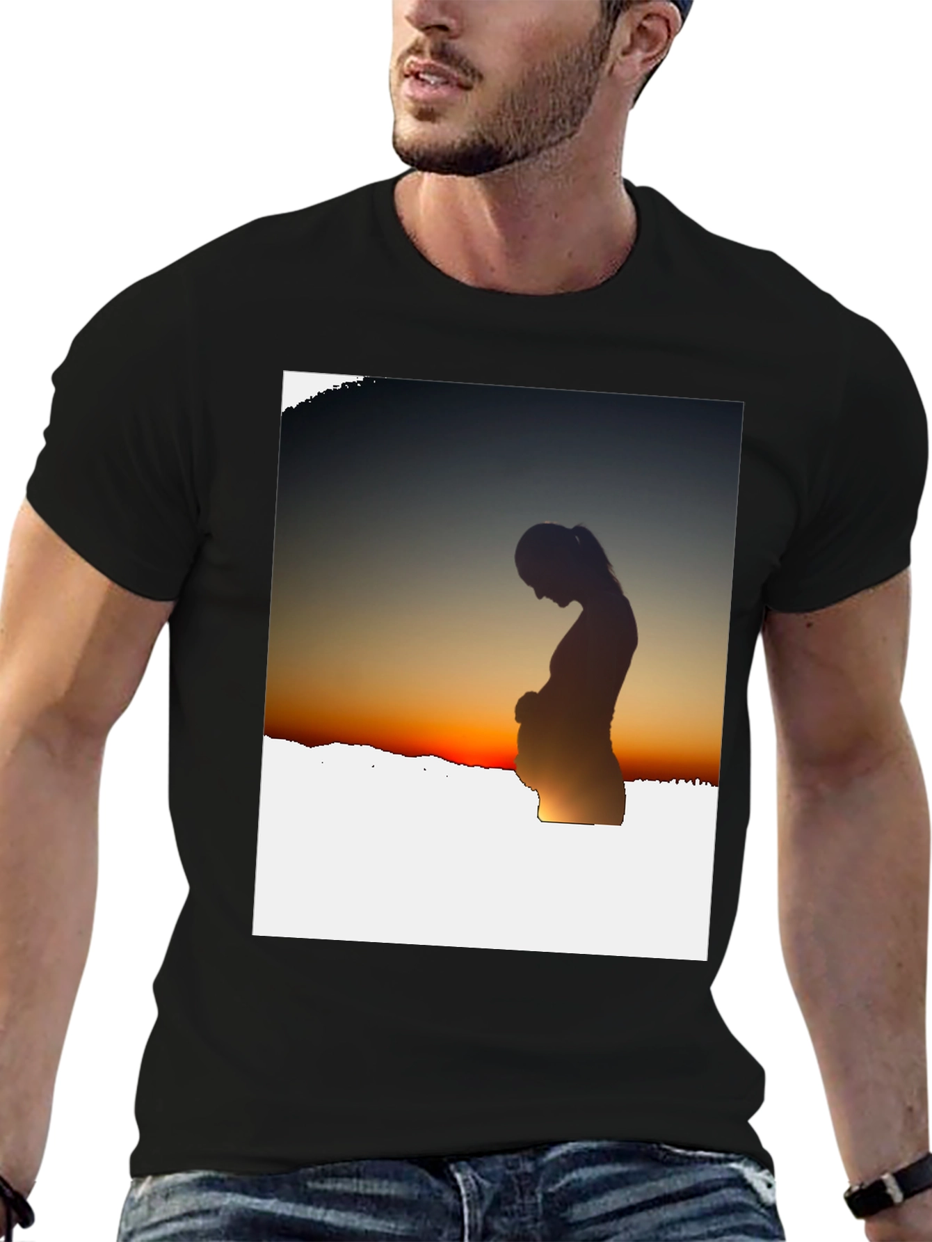 Silhouette Sunset Pregnancy T-Shirt