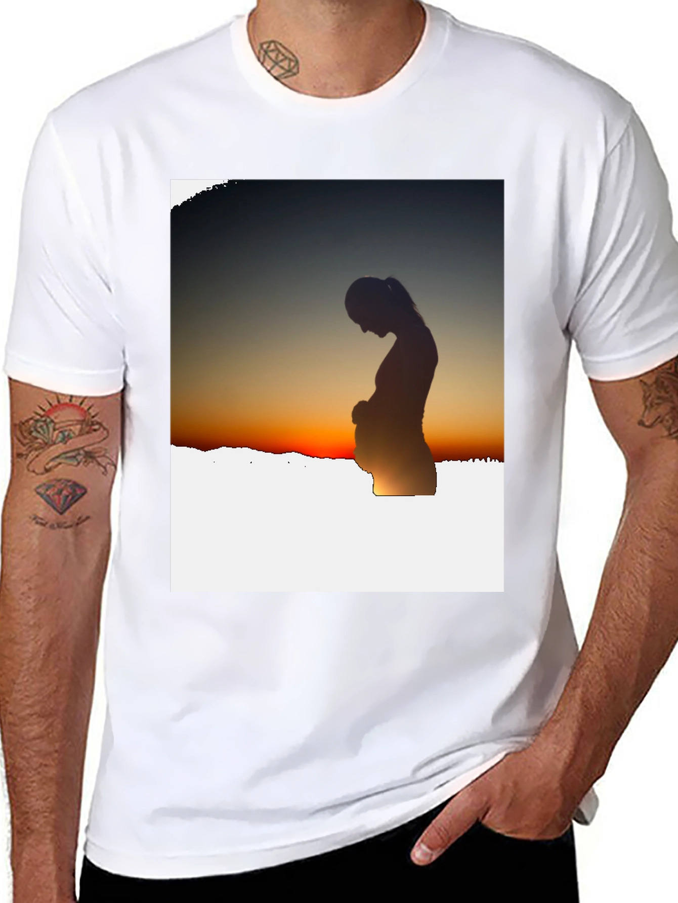 Silhouette Sunset Pregnancy T-Shirt