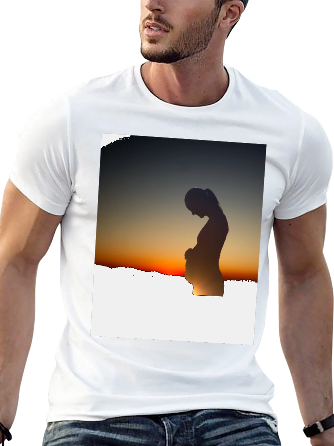 Silhouette Sunset Pregnancy T-Shirt