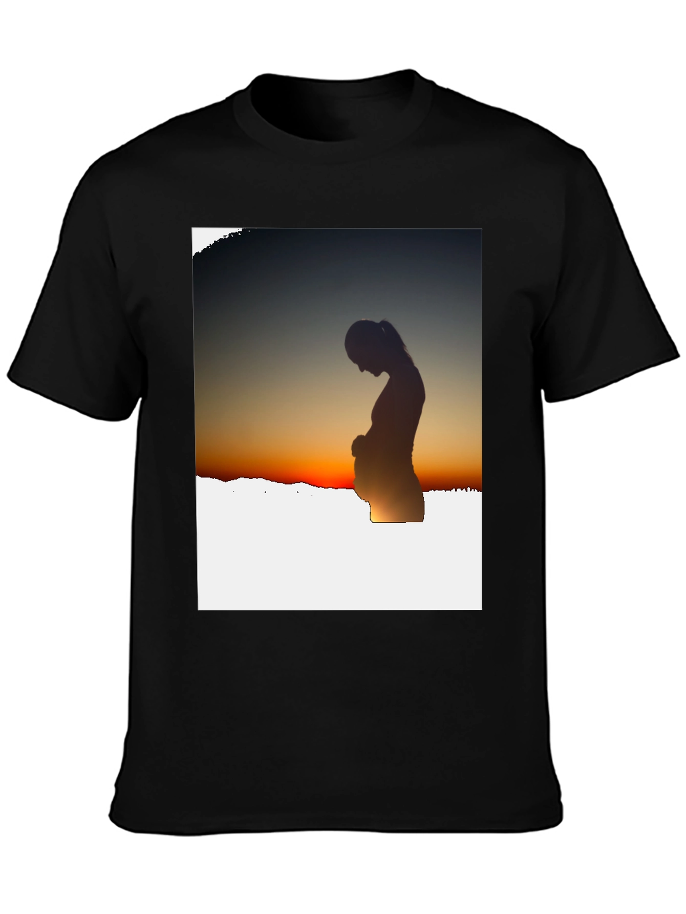 Silhouette Sunset Pregnancy T-Shirt