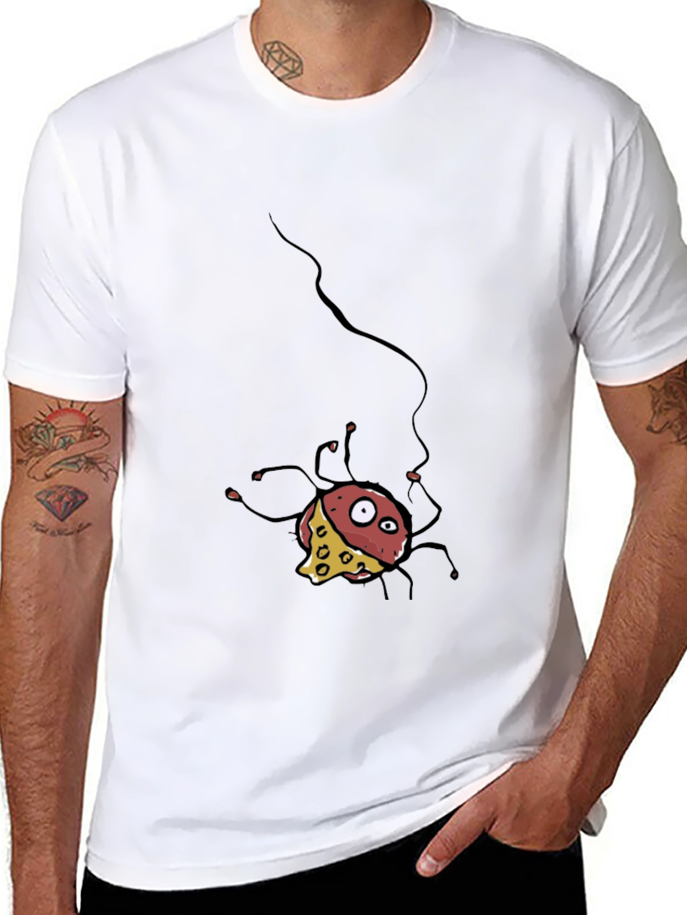 Cartoon Cheese Spider Black T-Shirt
