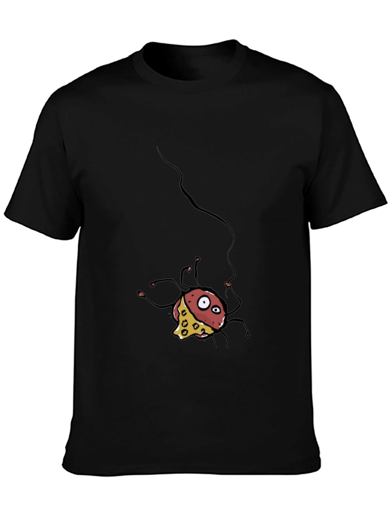 Cartoon Cheese Spider Black T-Shirt
