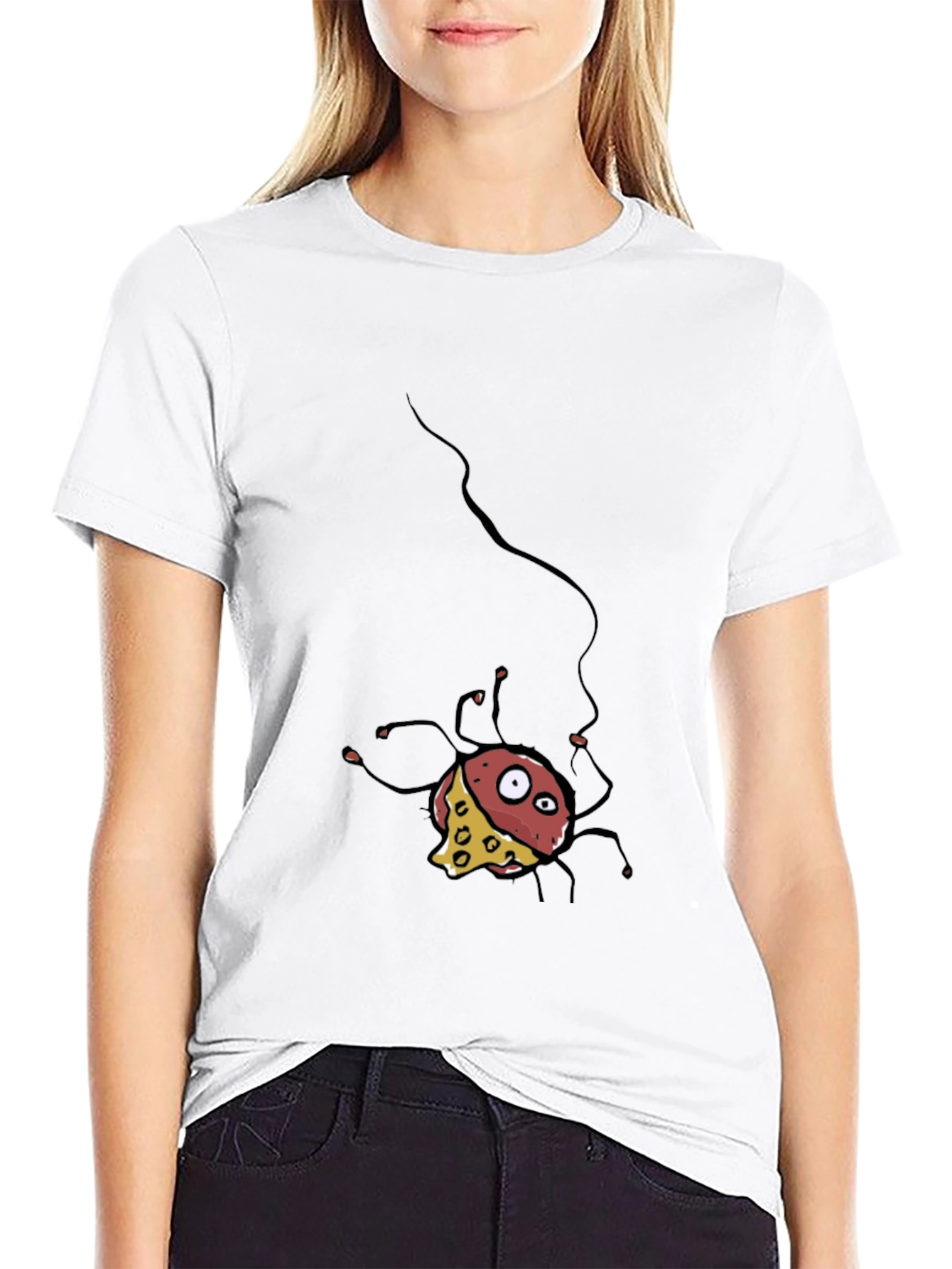 Cartoon Cheese Spider Black T-Shirt