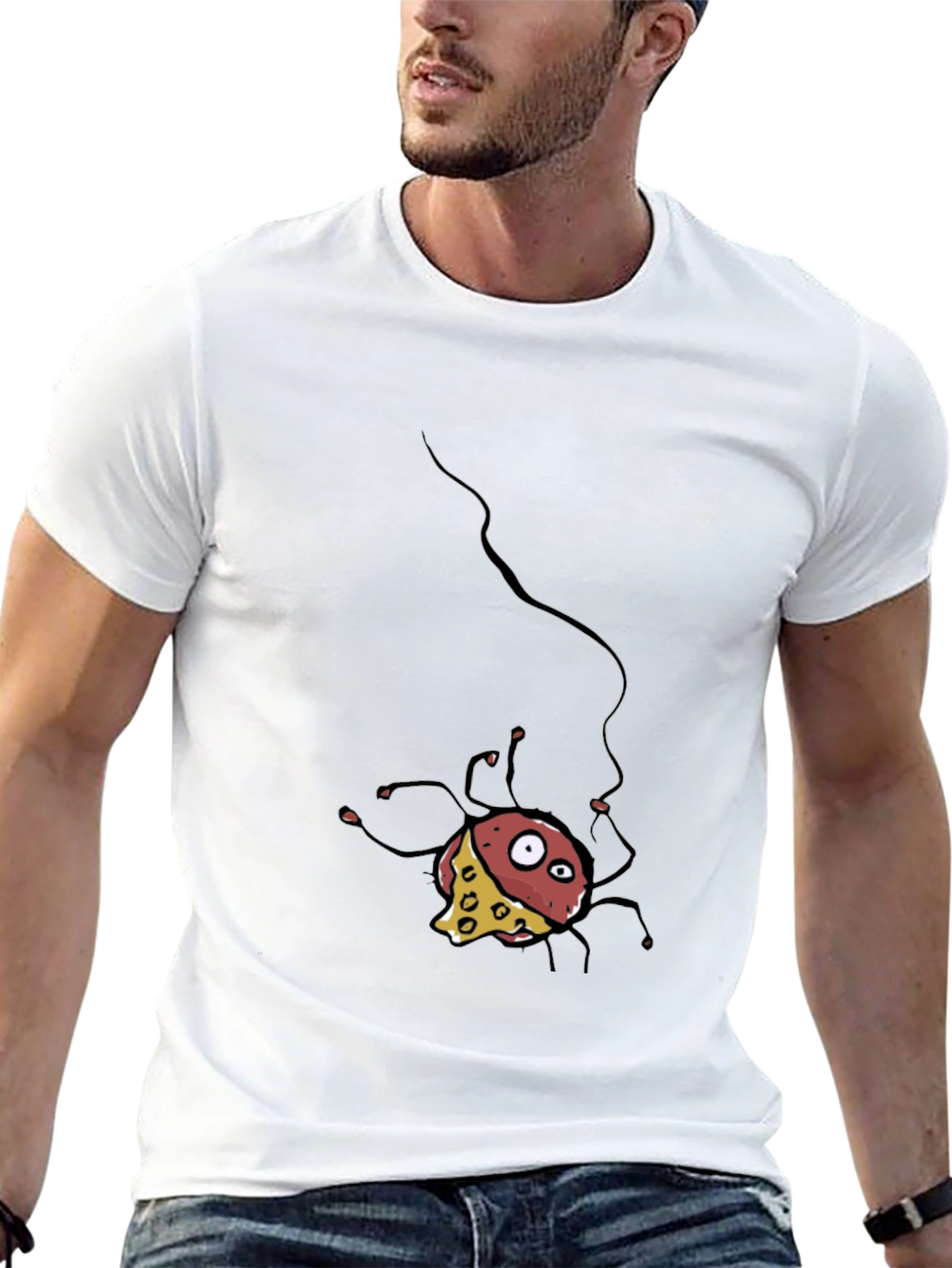 Cartoon Cheese Spider Black T-Shirt