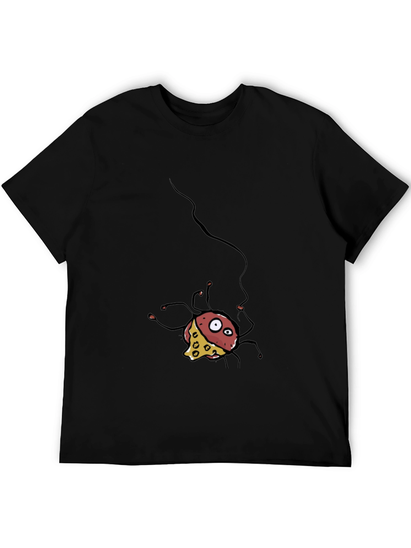 Cartoon Cheese Spider Black T-Shirt