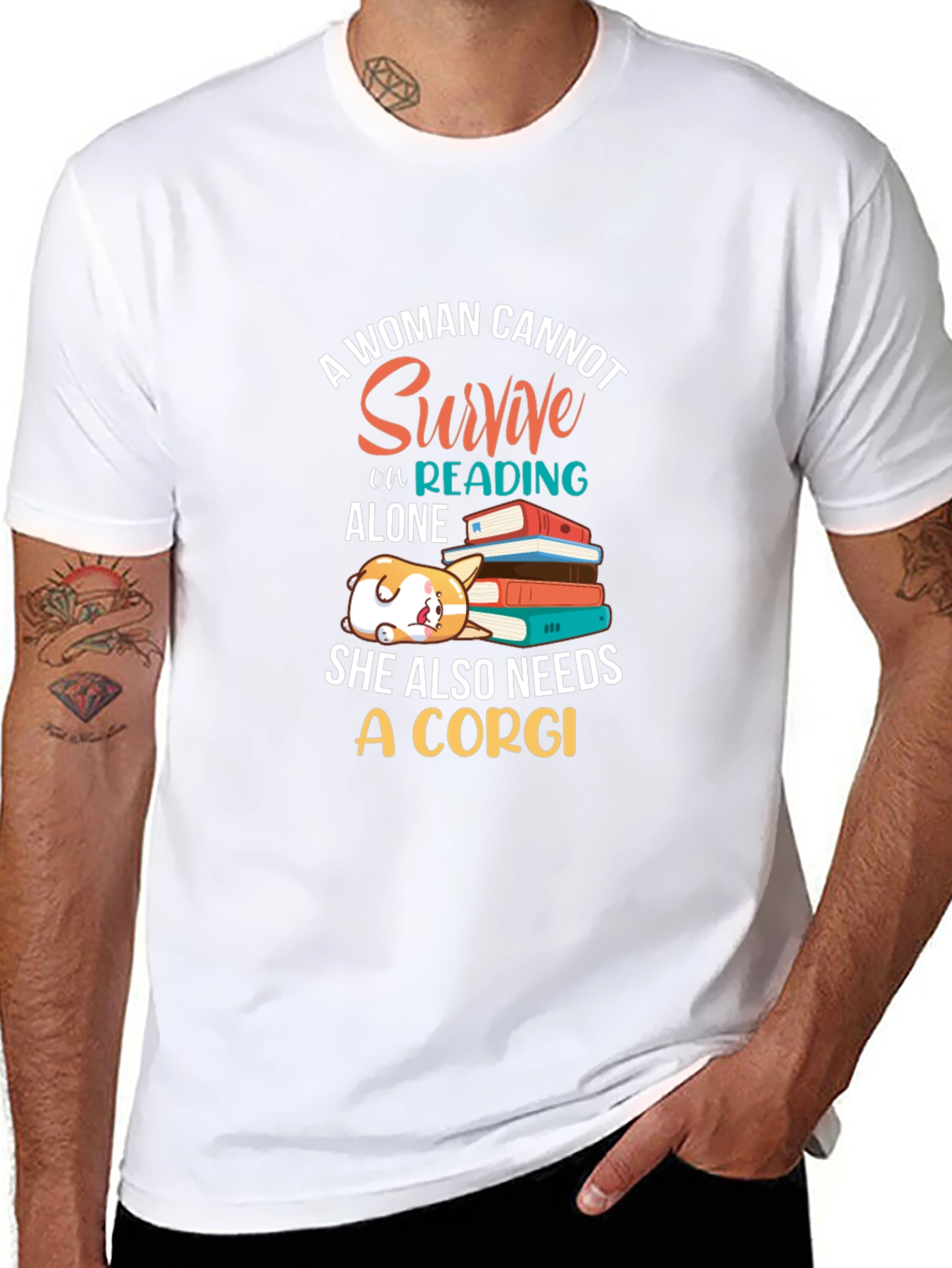 Corgi and Books Womens Graphic Tee