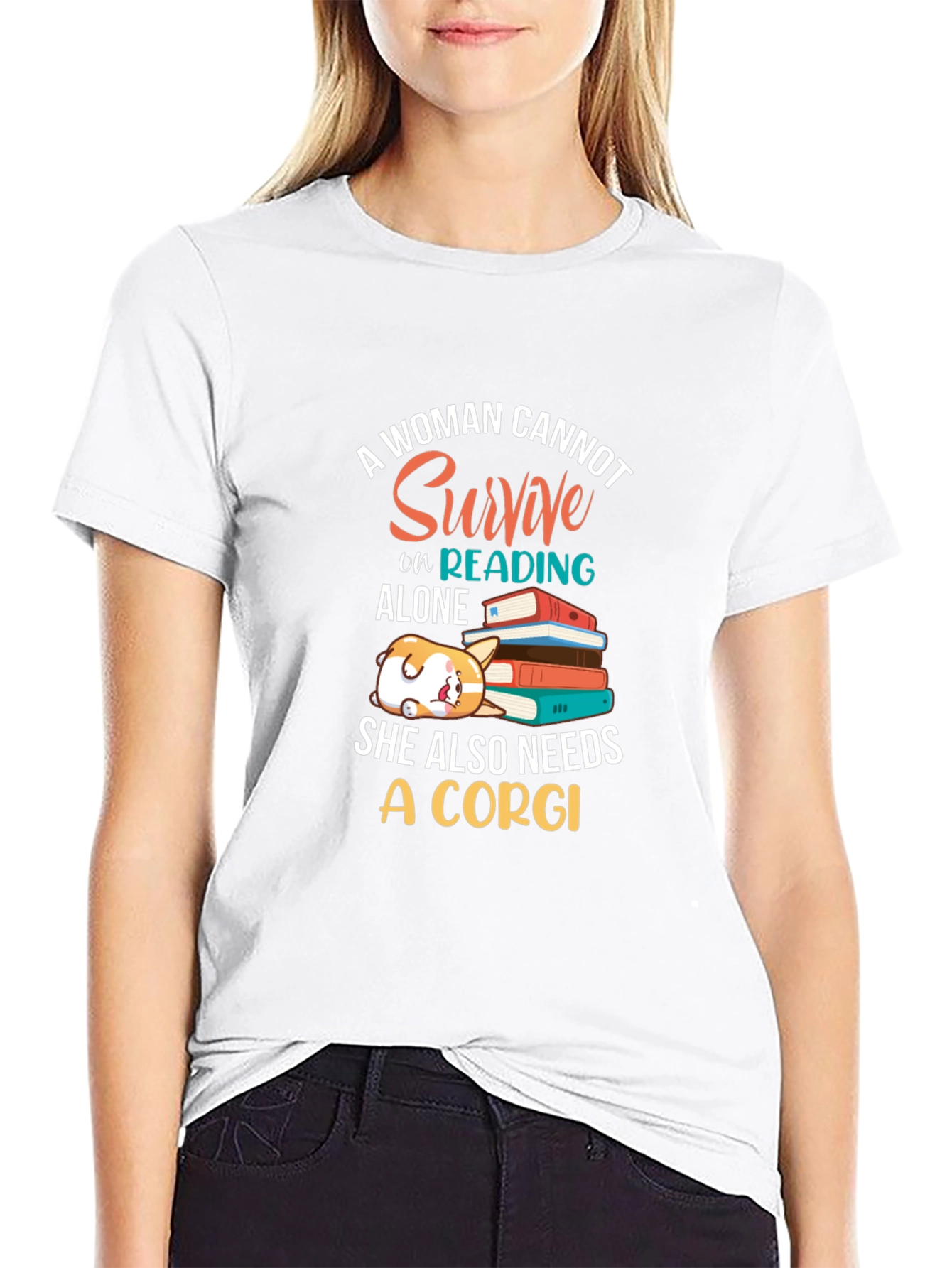 Corgi and Books Womens Graphic Tee