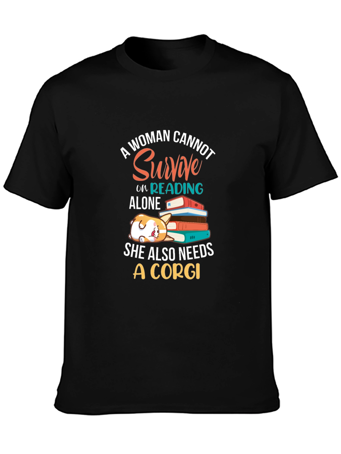 Corgi and Books Womens Graphic Tee