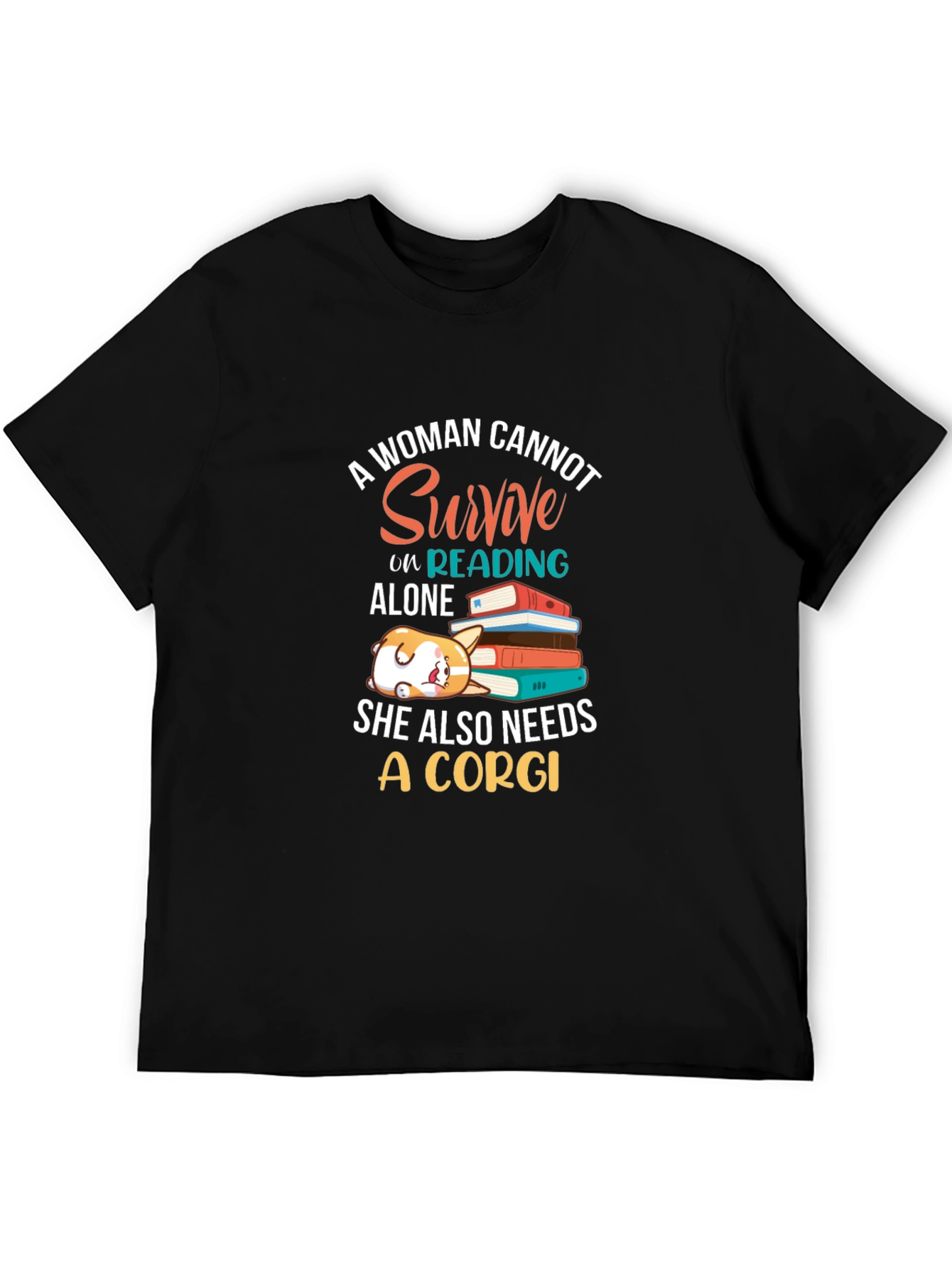 Corgi and Books Womens Graphic Tee