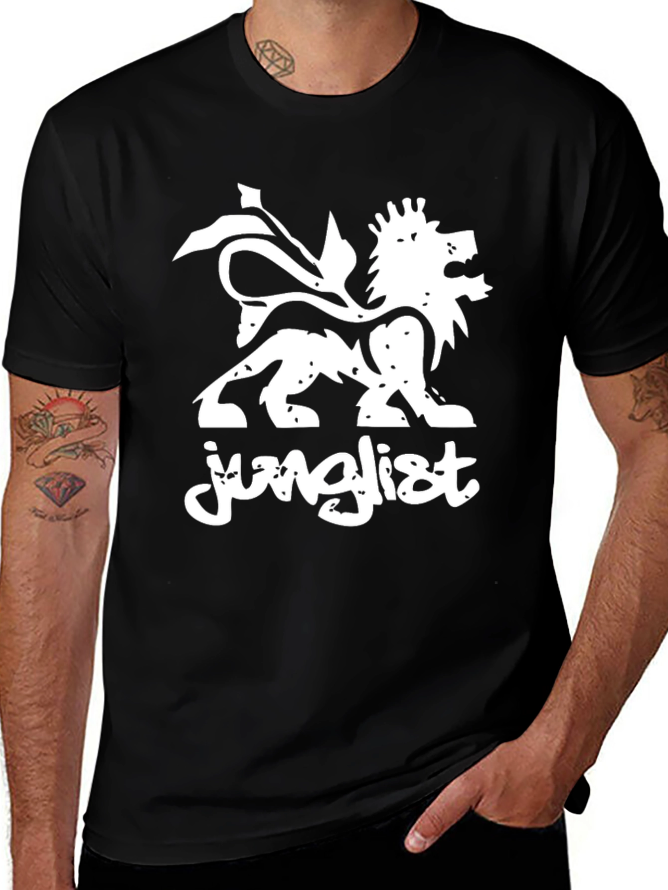 Junglist Lion Graphic Black T-Shirt