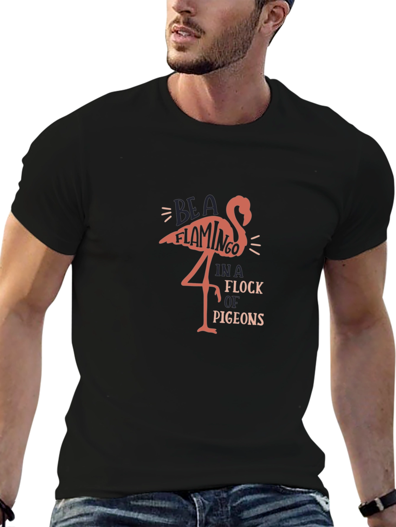 Be a Flamingo Black Graphic Tee