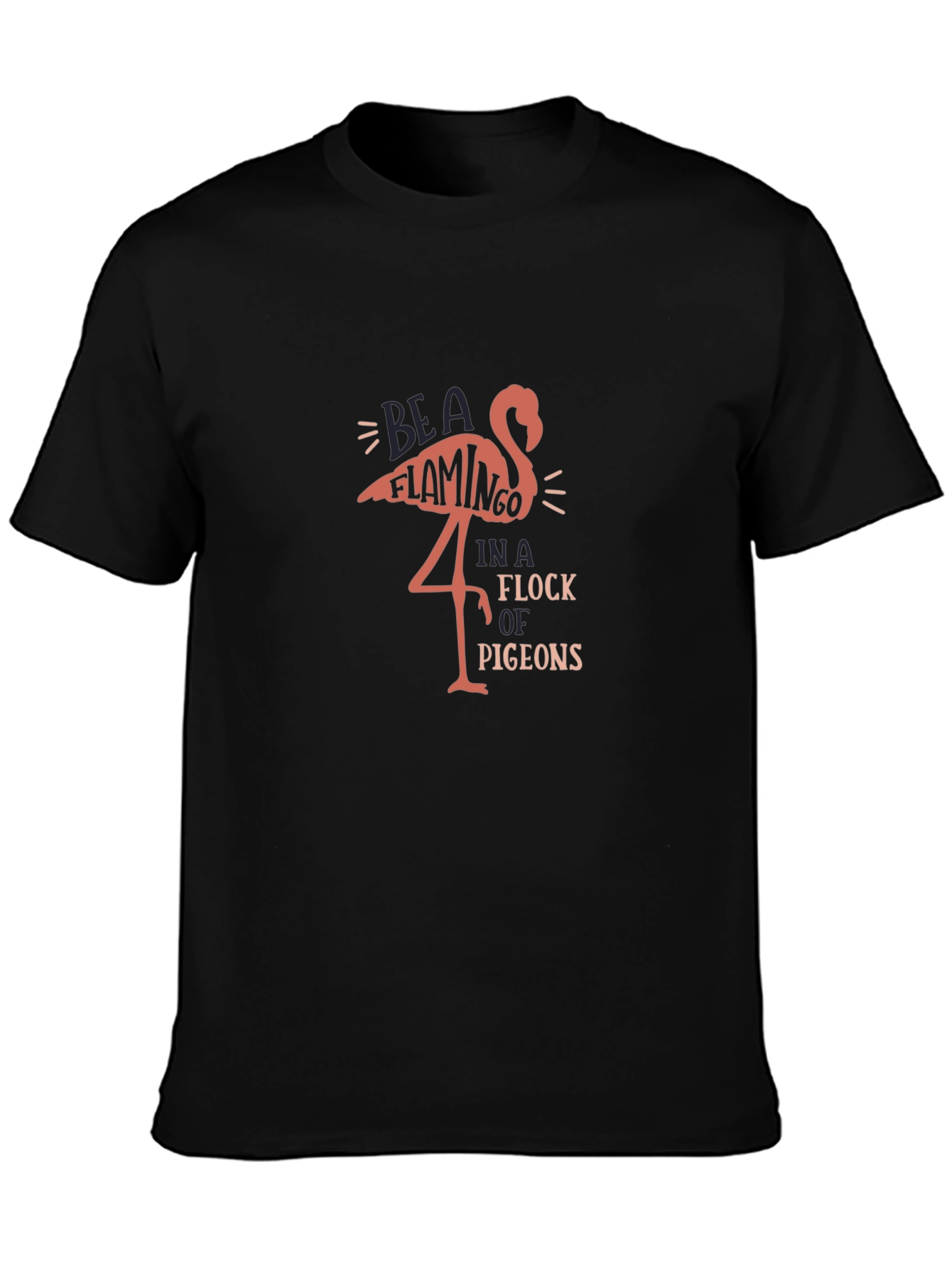 Be a Flamingo Black Graphic Tee