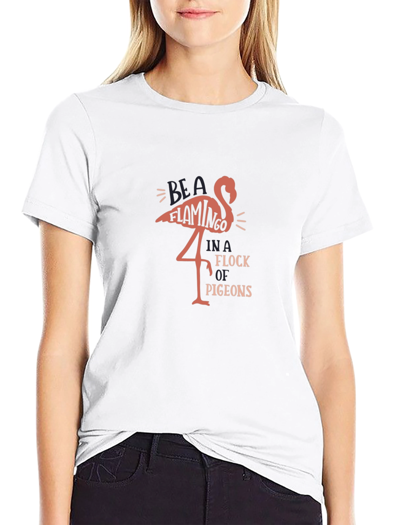 Be a Flamingo Black Graphic Tee
