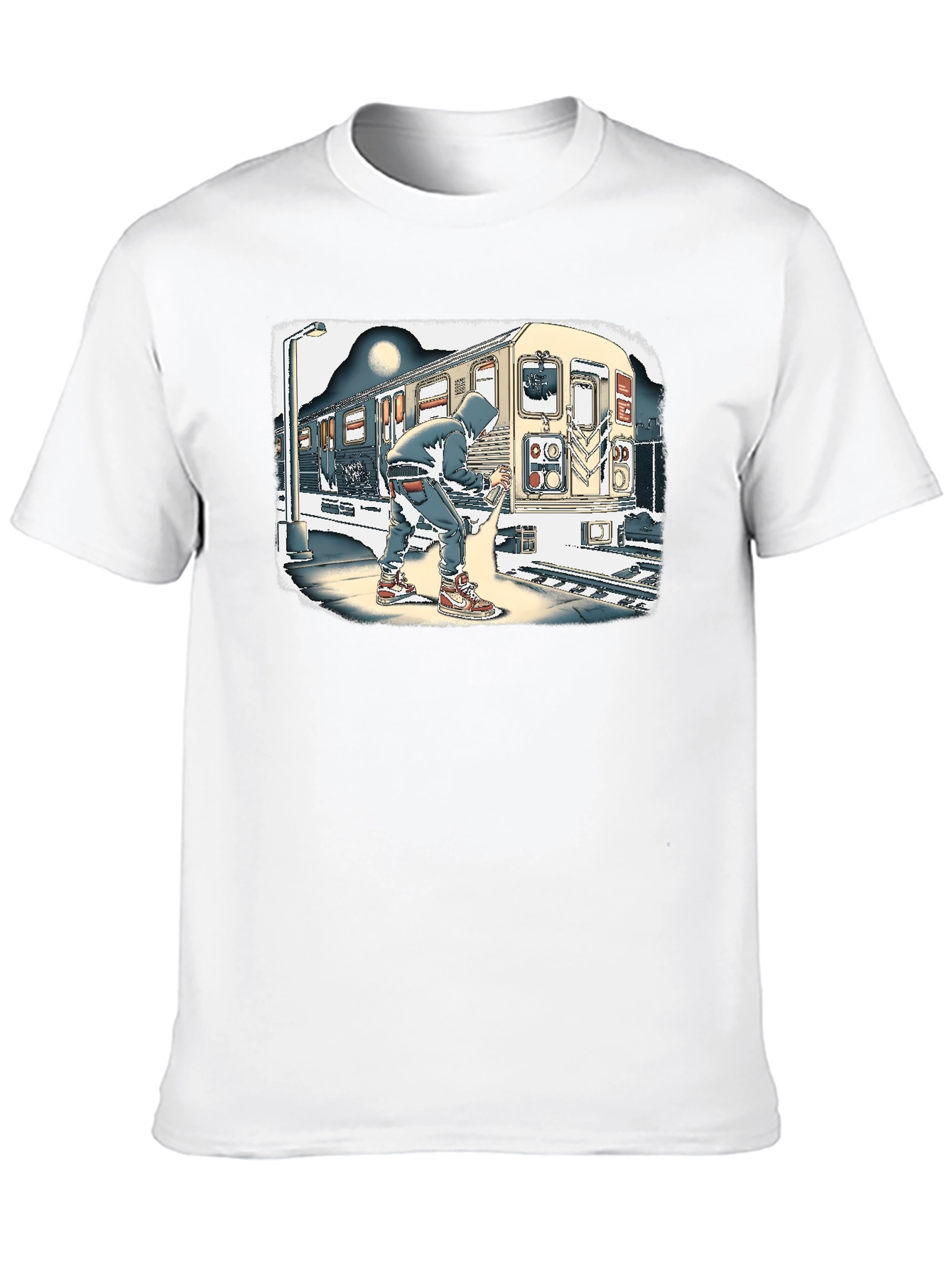 Urban Art T-Shirt - Graffiti Artist on Subway