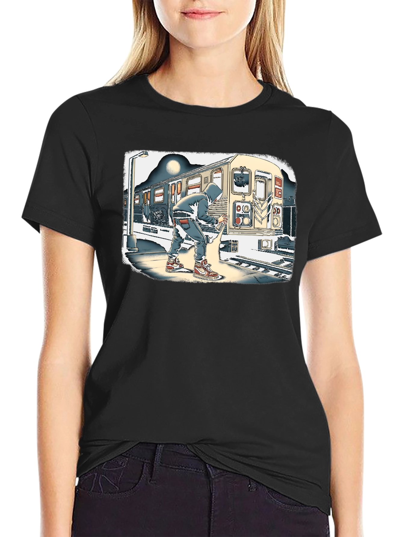 Urban Art T-Shirt - Graffiti Artist on Subway