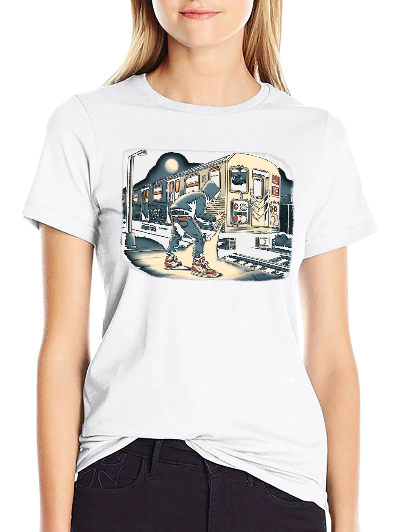 Urban Art T-Shirt - Graffiti Artist on Subway