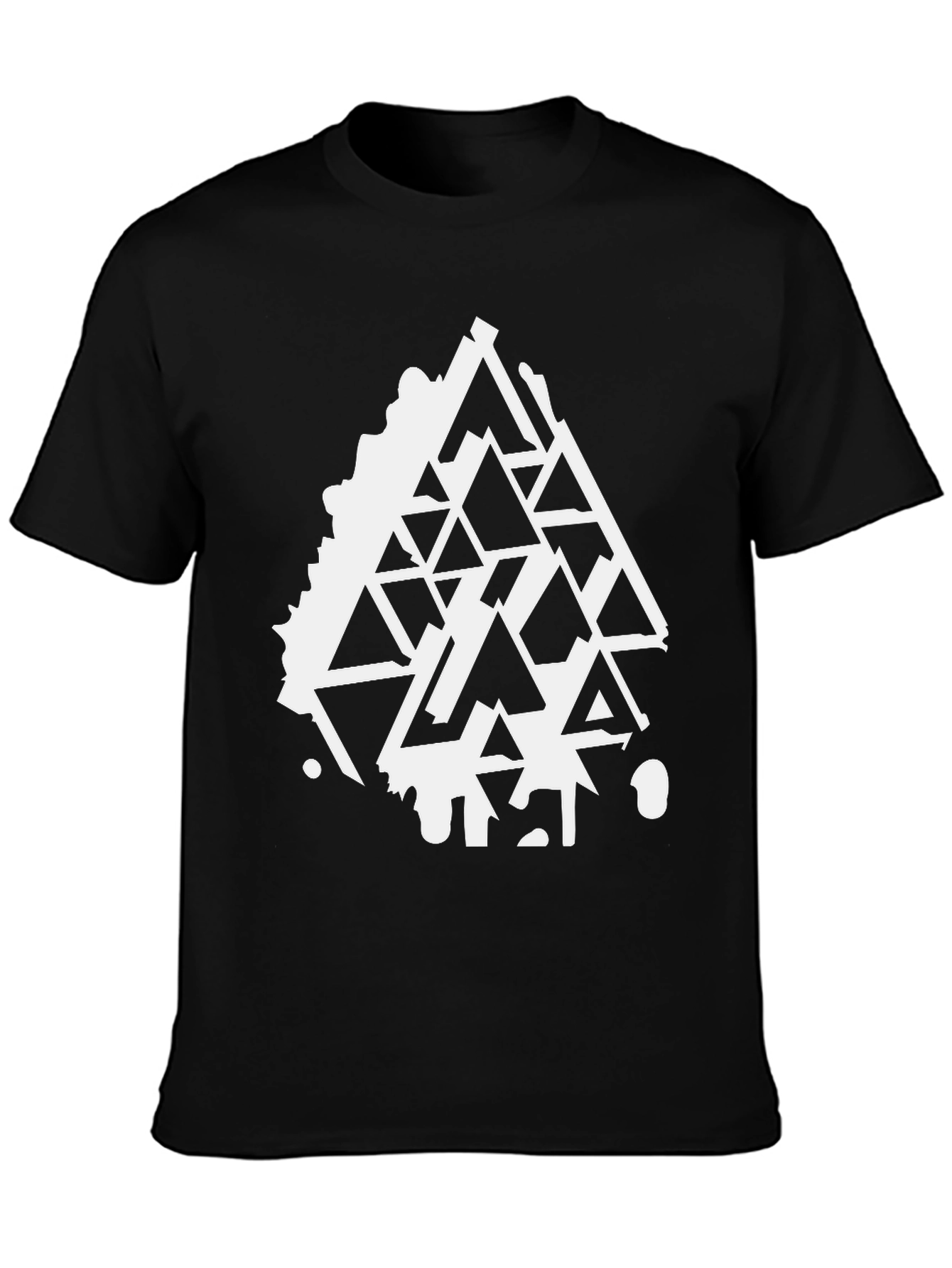 Geometric Triangle Design Black T-Shirt