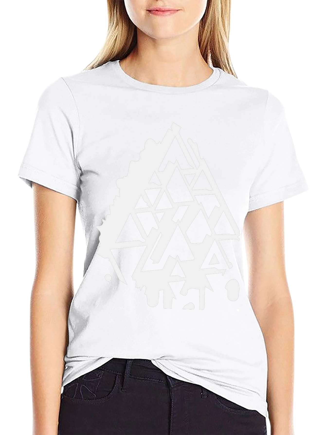 Geometric Triangle Design Black T-Shirt
