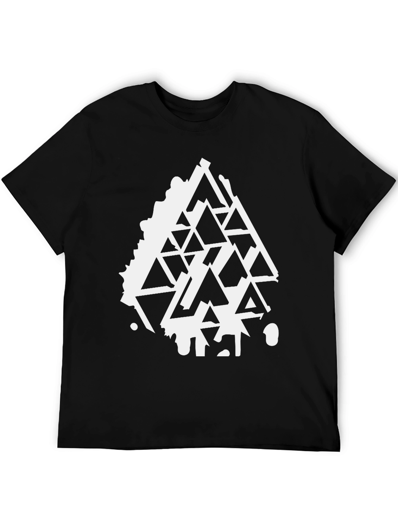 Geometric Triangle Design Black T-Shirt