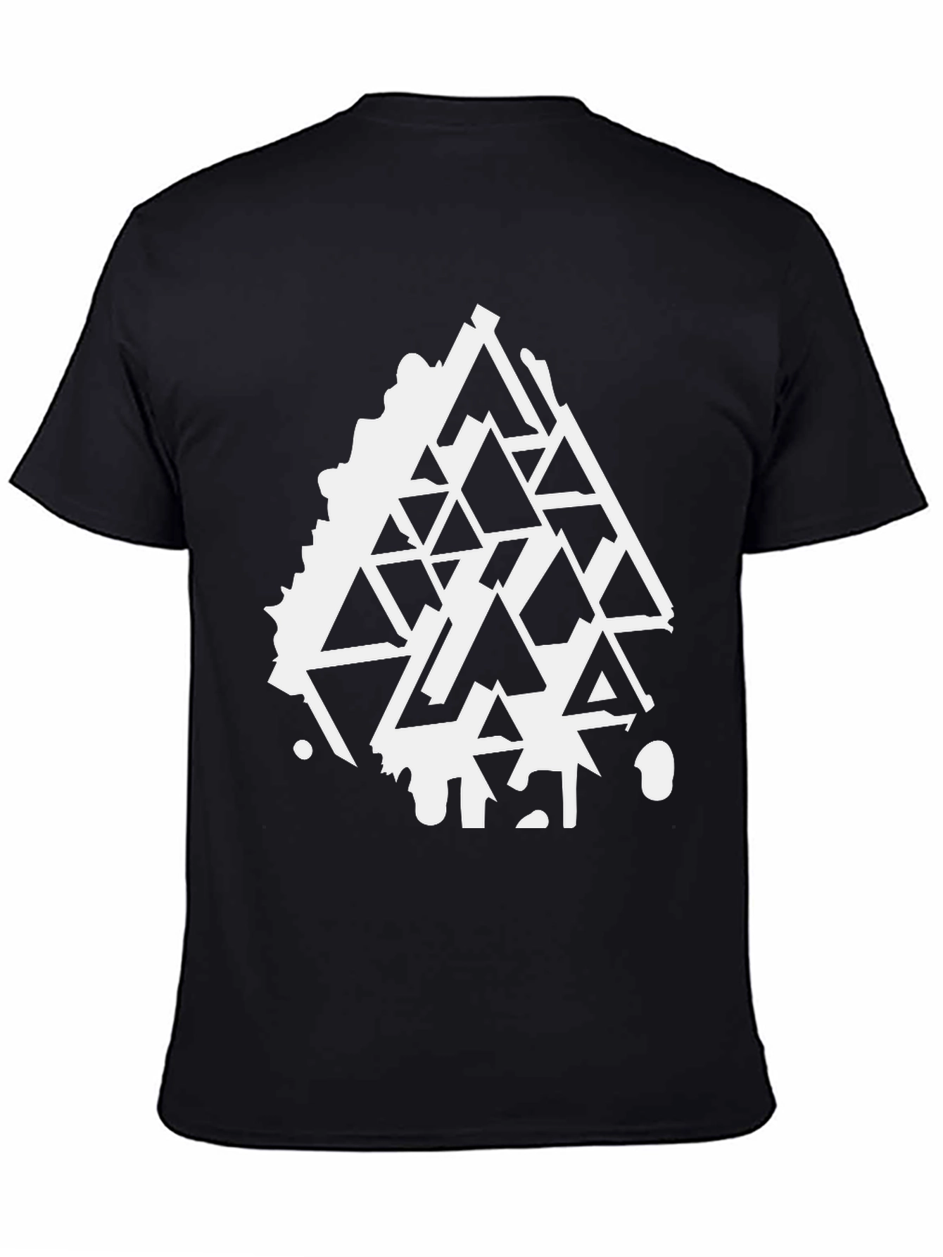 Geometric Triangle Design Black T-Shirt