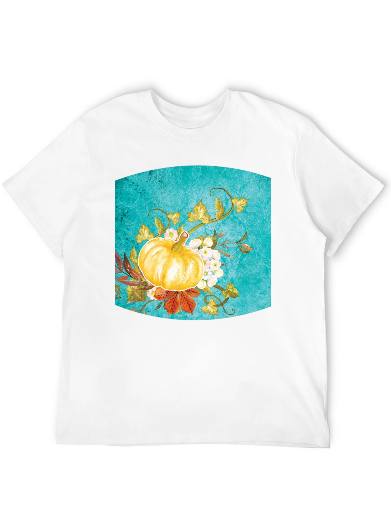 Fall Pumpkin Floral Graphic Tee - Black