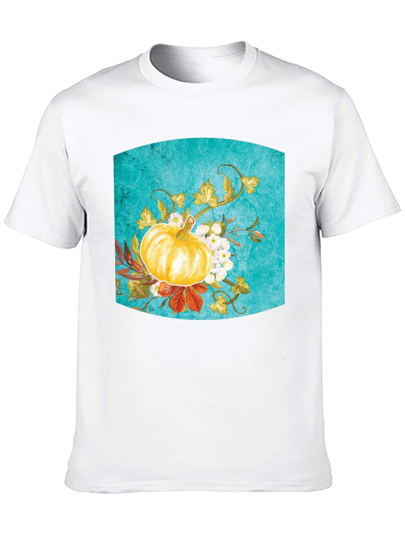 Fall Pumpkin Floral Graphic Tee - Black